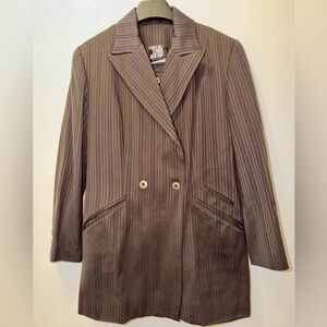 State of claude Montana vintage Women's Charcoal Pinstripe Blazer mini skirt